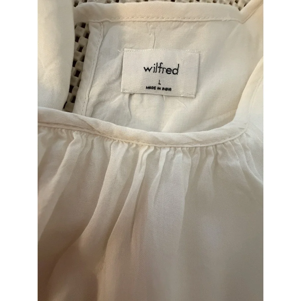 Aritzia Wilfred Sidonie Mini Dress Size L Babydoll Tiered Prairie Peasant Ruffle